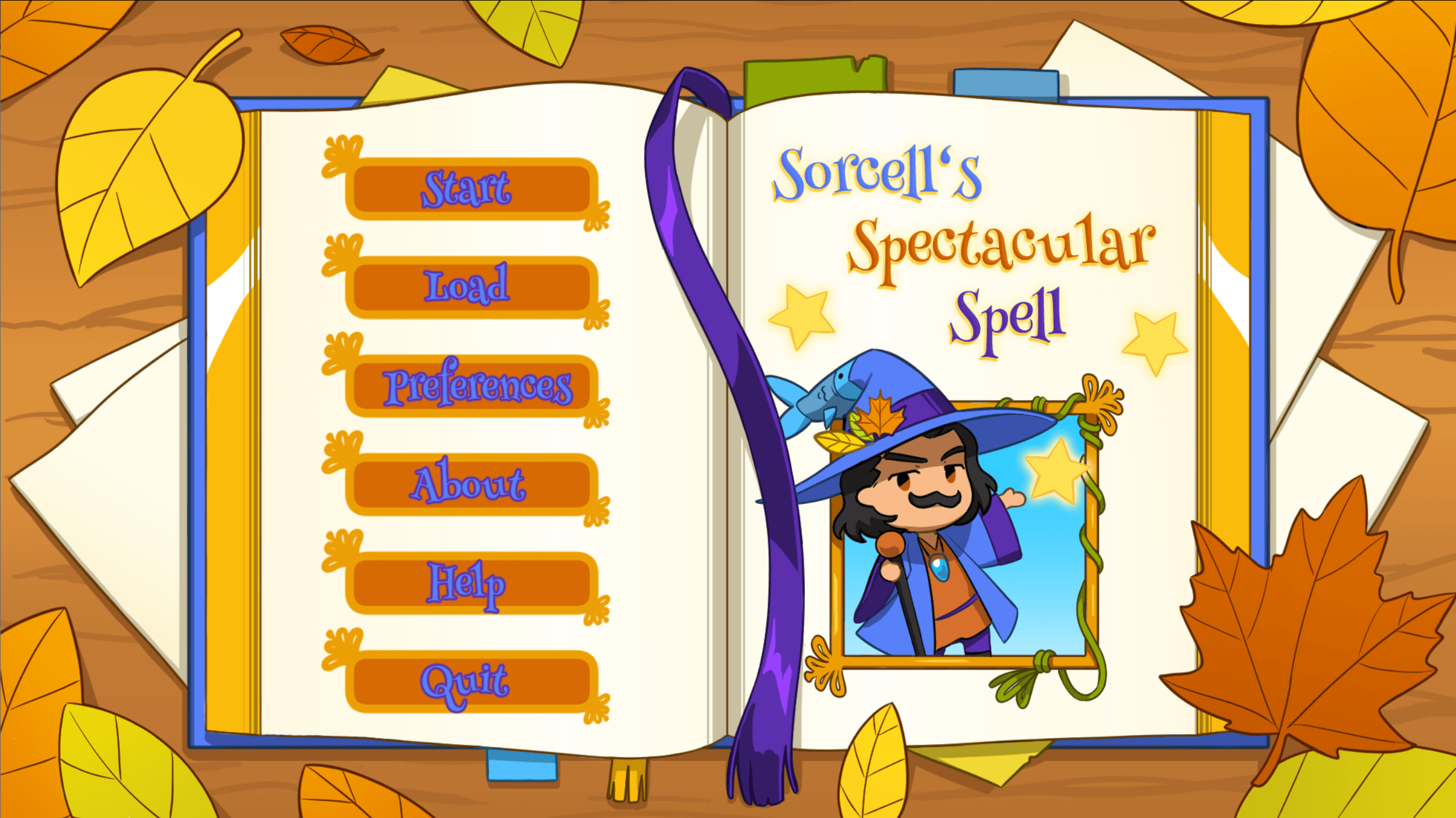 Sorcel's Spectacular Spell main menu interface